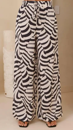 Eisley Pants - Black / Beige Geo Print