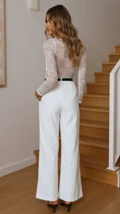 Eldora Long Sleeve Lace Top - White