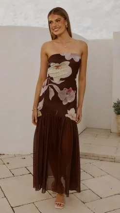 Elle Maxi Dress - Brown Floral