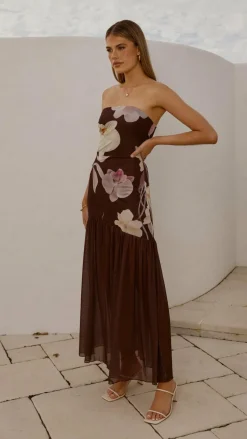 Elle Maxi Dress - Brown Floral