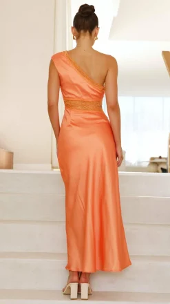 Emily One Shoulder Maxi Dress - Orange / Pink