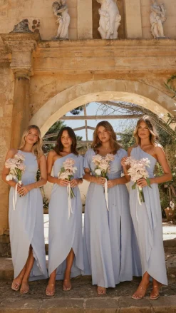 Emma One Sleeve Maxi Dress - Blue