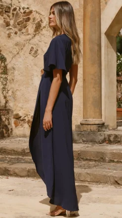 Emma One Sleeve Maxi Dress - Navy