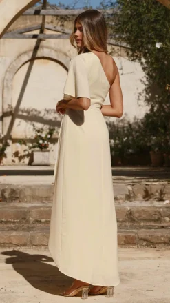 Emma One Sleeve Maxi Dress - Yellow