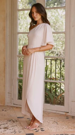 Emma One Sleeve Maxi Dress - Ivory