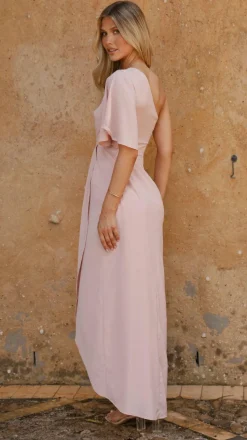 Emma One Sleeve Maxi Dress - Dusty Pink