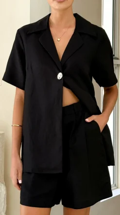 Emmaline Button Shirt - Black