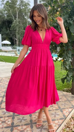 Erin Midi Dress - Magenta