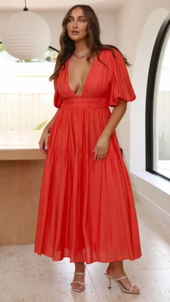 Erin Midi Dress - Melon