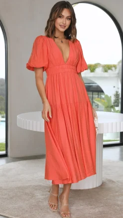 Erin Midi Dress - Melon