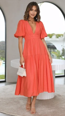 Erin Midi Dress - Melon