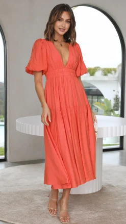 Erin Midi Dress - Melon