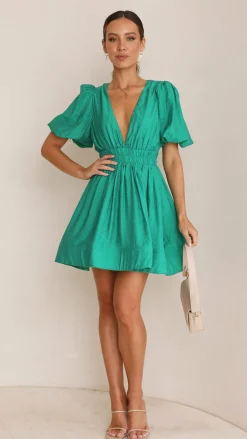 Erin Mini Dress - Emerald
