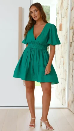 Erin Mini Dress - Emerald