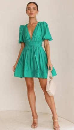 Erin Mini Dress - Emerald