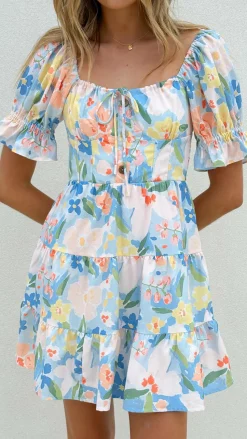 Eve Mini Dress - Blue Summer