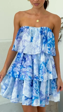 Fantasia Mini Dress - Blue Floral