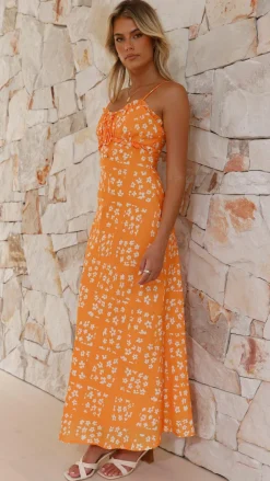Farna Midi Dress - Orange Floral