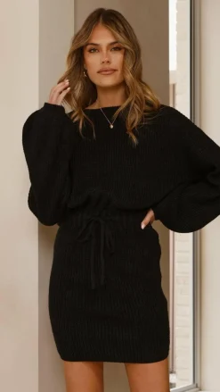 Feya Knit Mini Dress - Black