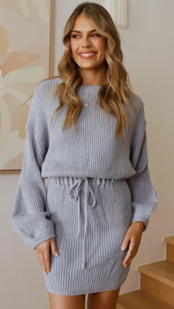 Feya Knit Mini Dress - Blue