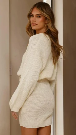 Feya Knit Mini Dress - Cream