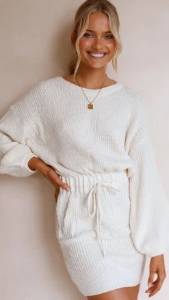 Feya Knit Mini Dress - Cream