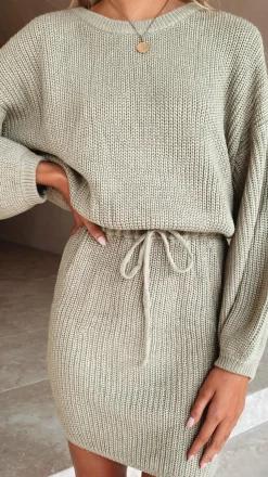 Feya Knit Mini Dress - Olive