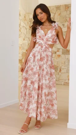 Galilhai Maxi Dress - Peach Floral