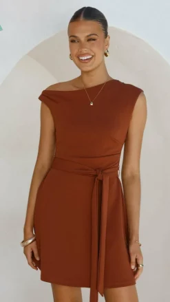 Gem Mini Dress - Brown