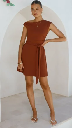 Gem Mini Dress - Brown