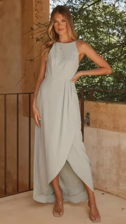 Genevieve Boat Neck Maxi Dress - Sage