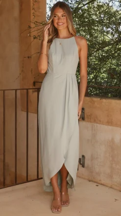 Genevieve Boat Neck Maxi Dress - Sage