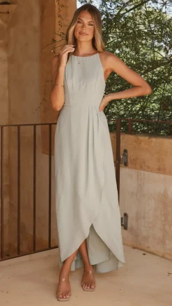 Genevieve Boat Neck Maxi Dress - Sage