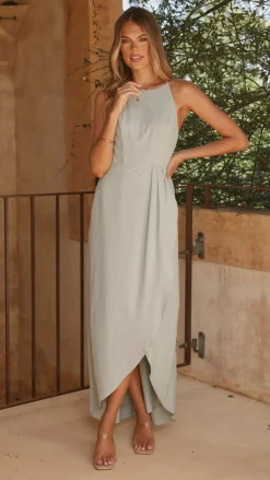 Genevieve Boat Neck Maxi Dress - Sage