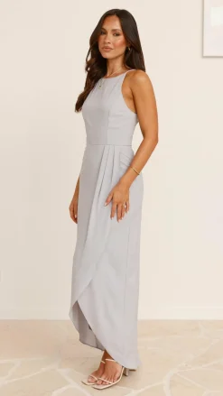 Genevieve Boat Neck Maxi Dress - Silver