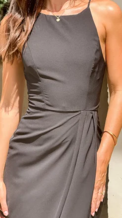 Genevieve Boat Neck Maxi Dress - Black