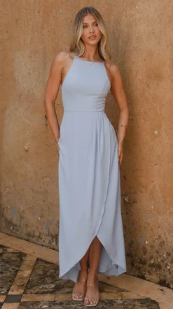 Genevieve Boat Neck Maxi Dress - Blue