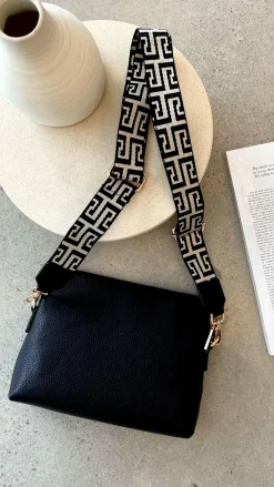 Giselle Geo Webbing Cross Body Bag - Black