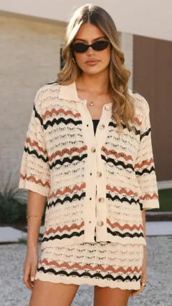 Greta Mini Skirt - Natural Stripe