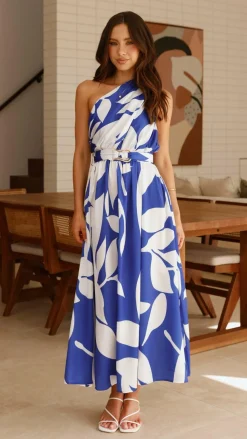 Hadas Maxi Dress - Cobalt/White Print