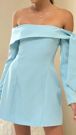 Halen Long Sleeve Mini Dress - Blue