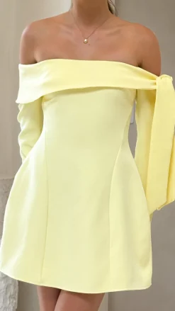 Halen Long Sleeve Mini Dress - Lemon