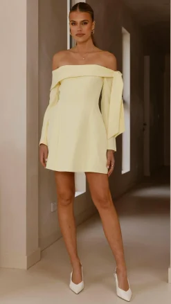 Halen Long Sleeve Mini Dress - Lemon