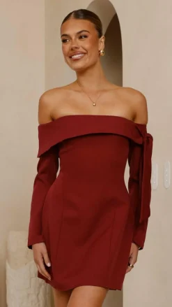 Halen Long Sleeve Mini Dress - Wine