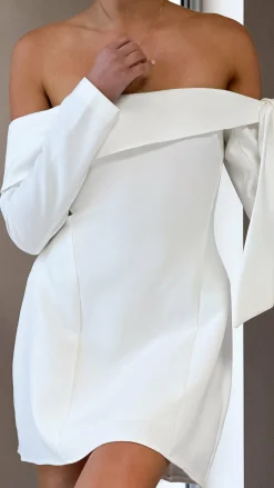 Halen Long Sleeve Mini Dress - White