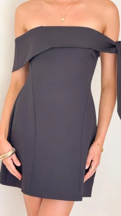 Halen Off Shoulder Mini Dress - Black
