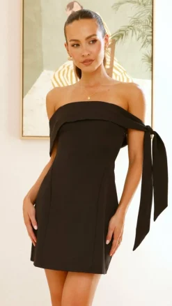 Halen Off Shoulder Mini Dress - Black