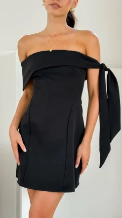 Halen Off Shoulder Mini Dress - Black