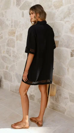 Halia Mini Shirt Dress - Black