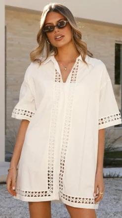 Halia Mini Shirt Dress - White